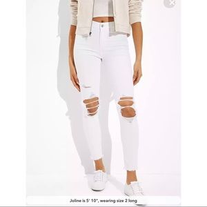 American Eagle Next Level Stretch White Distressed Hi-Rise Jegging